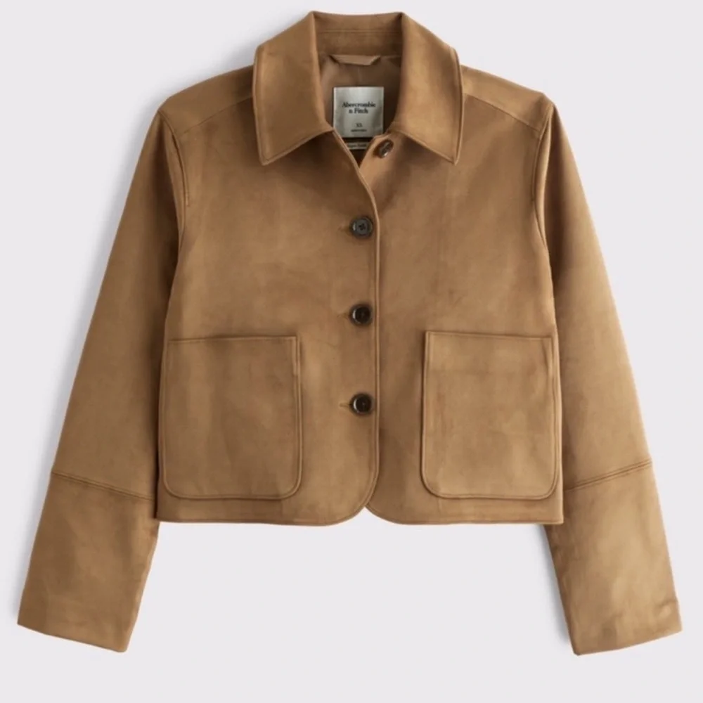 ABERCROMBIE AND FITCH VEGAN SUEDE Women's Tan Jacket SIZE MEDIUM